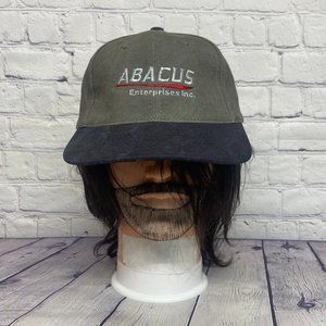 Vintage Hat Cap Strap Back Gray Black ABACUS Enterprises Embroidered Logo